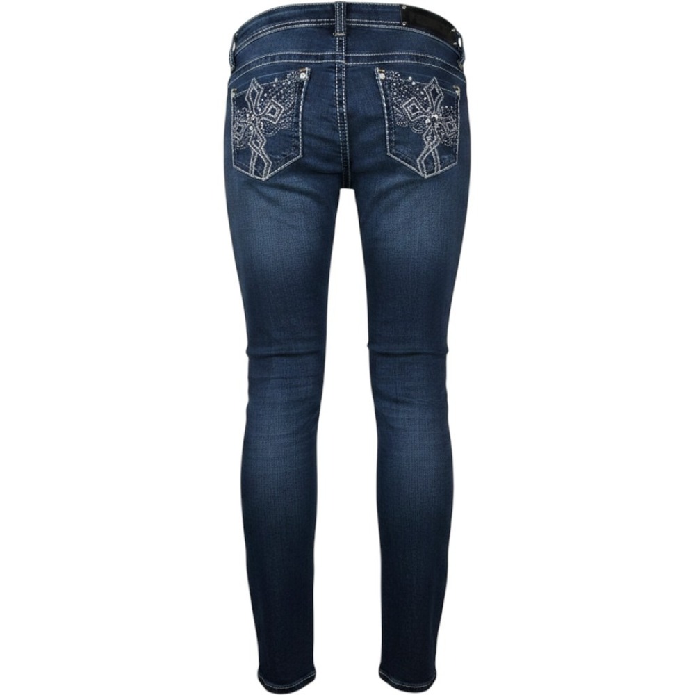 PREMIERE RUE 21 SKINNY leg cross pockets blue denim jeans womens size 7/8 R